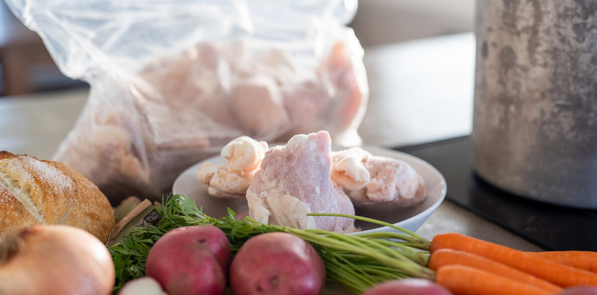 Stock up on frozen meat and veggies